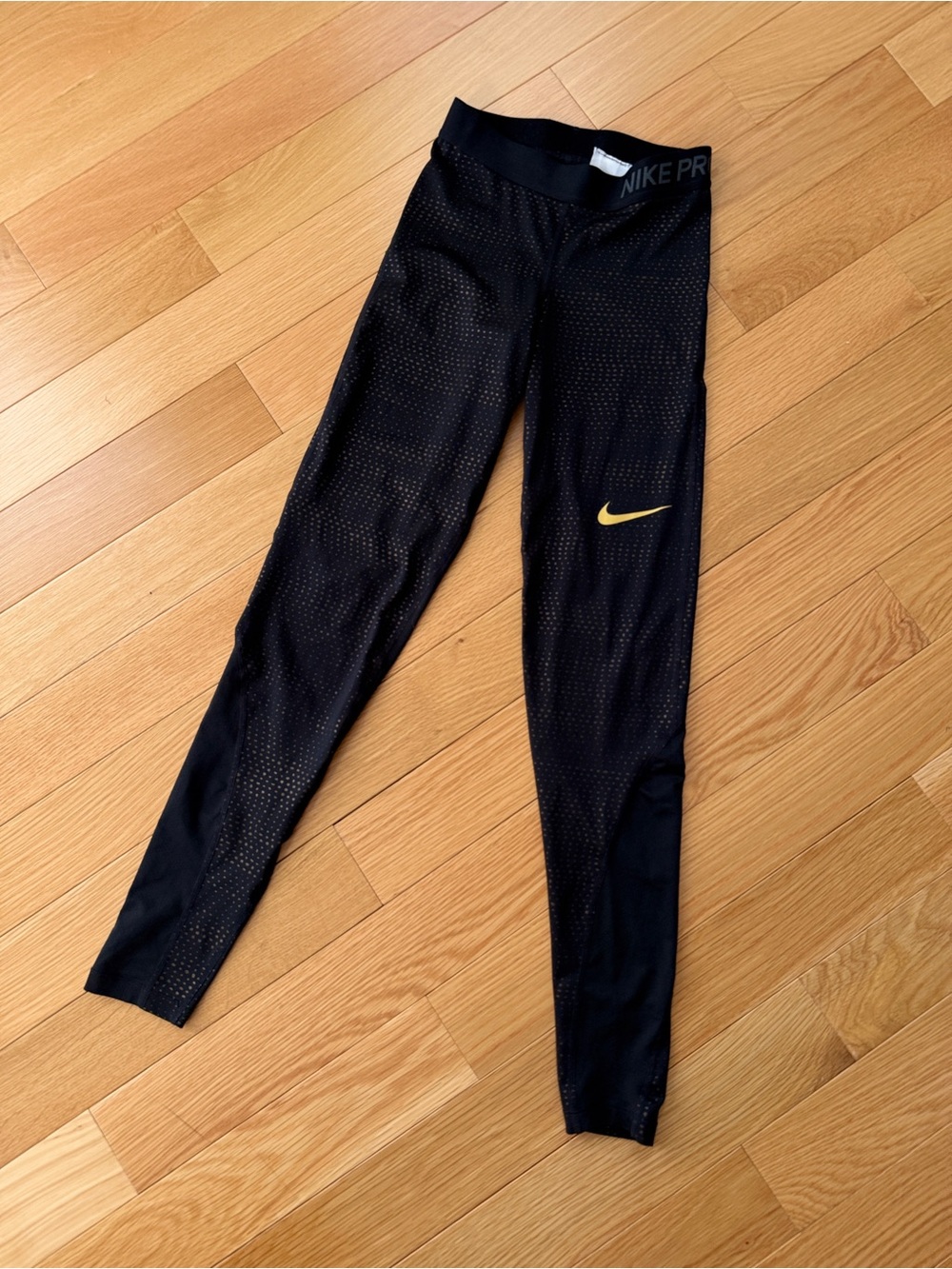 Nike Pro Dri-FIT Metallic Gold Dot Leggings Black Size XS